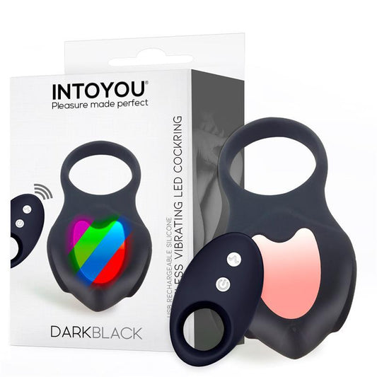 INTOYOU - DARKBLACK VIBRATING RING WITH LED REMOTE CONTROL USB SILICONE