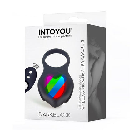 INTOYOU - DARKBLACK VIBRATING RING WITH LED REMOTE CONTROL USB SILICONE