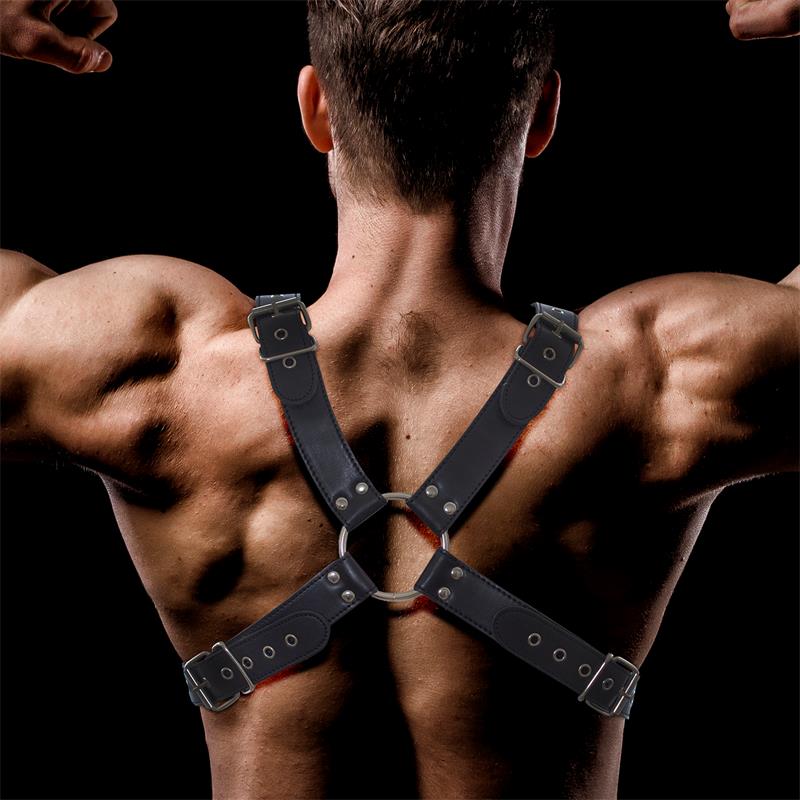 INTOYOU BDSM LINE - HARNAIS DE BONDAGE POUR TORSE MASCULIN DAROM EN CUIR VÉGAN