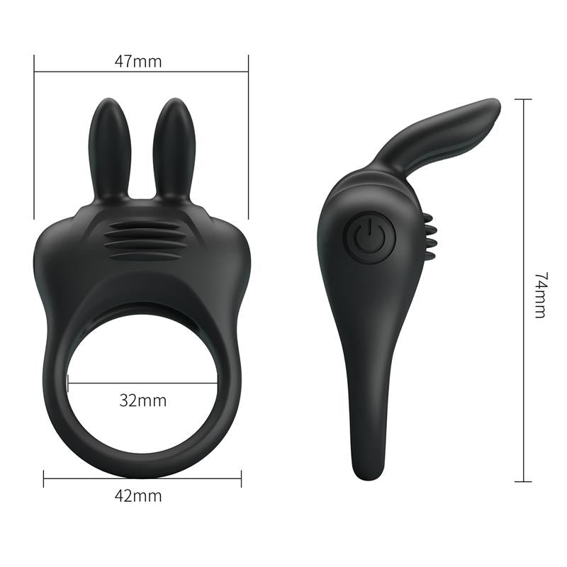 PRETTYLOVE - DAVION COCK RING WITH VIBRATION AND RABIT