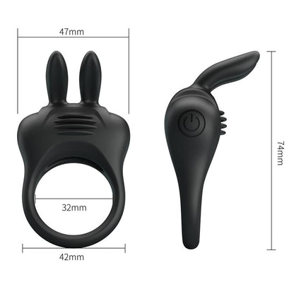 PRETTYLOVE - DAVION COCK RING WITH VIBRATION AND RABIT