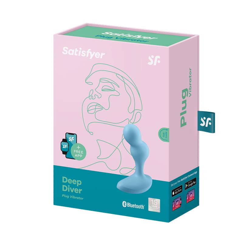 SATISFYER - DEEP DIVER BUUT PLUG WITH VIBRATION SATISFYER CONNECT APP BLUE