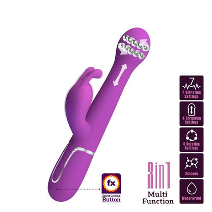 PRETTY LOVE - DEJON 3 IN 1 MULTIFUNCTION RABBIT VIBRATOR PURPLE