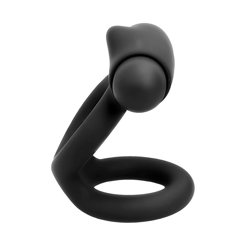 TARDENOCHE - DENVER DOUBLE COCKRING WITH VIBRATING BULLET USB SILICONE BLACK