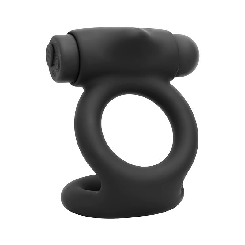 TARDENOCHE - DENVER DOUBLE COCKRING WITH VIBRATING BULLET USB SILICONE BLACK
