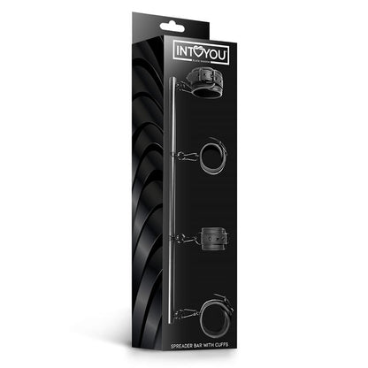 INTOYOU BLACK SHADOW - DETACHABLE RIGID SPREADER BAR AND 4 DETACHABLE NEOPRENE AND VEGAN LEATHER CUFFS