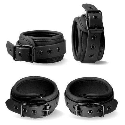 INTOYOU BLACK SHADOW - DETACHABLE RIGID SPREADER BAR AND 4 DETACHABLE NEOPRENE AND VEGAN LEATHER CUFFS