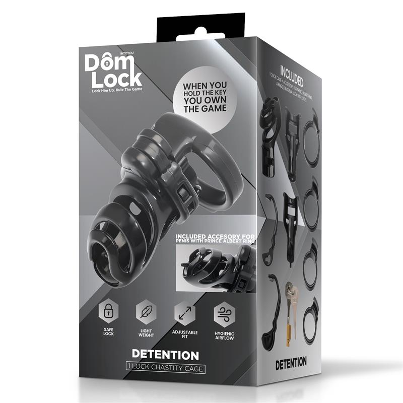 DOMLOCK - DETENTION CHASTITY CAGE WITH ACCESSORY FOR PRINCE ALBERT