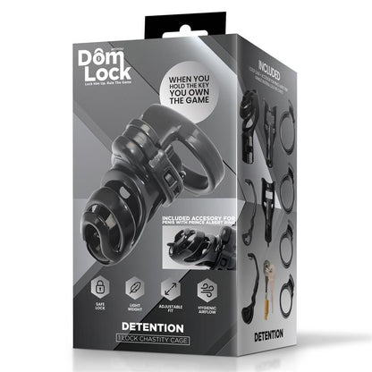 DOMLOCK - DETENTION CHASTITY CAGE WITH ACCESSORY FOR PRINCE ALBERT