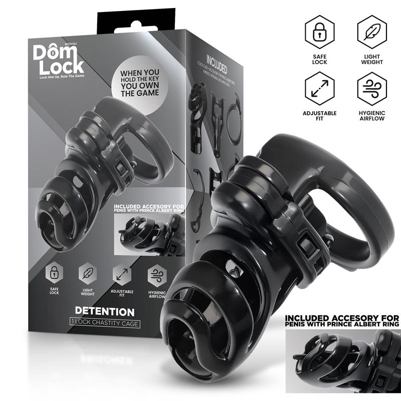 DOMLOCK - DETENTION CHASTITY CAGE WITH ACCESSORY FOR PRINCE ALBERT