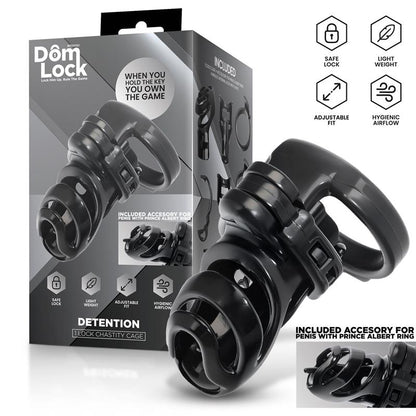 DOMLOCK - DETENTION CHASTITY CAGE WITH ACCESSORY FOR PRINCE ALBERT