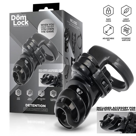 DOMLOCK - DETENTION CHASTITY CAGE WITH ACCESSORY FOR PRINCE ALBERT
