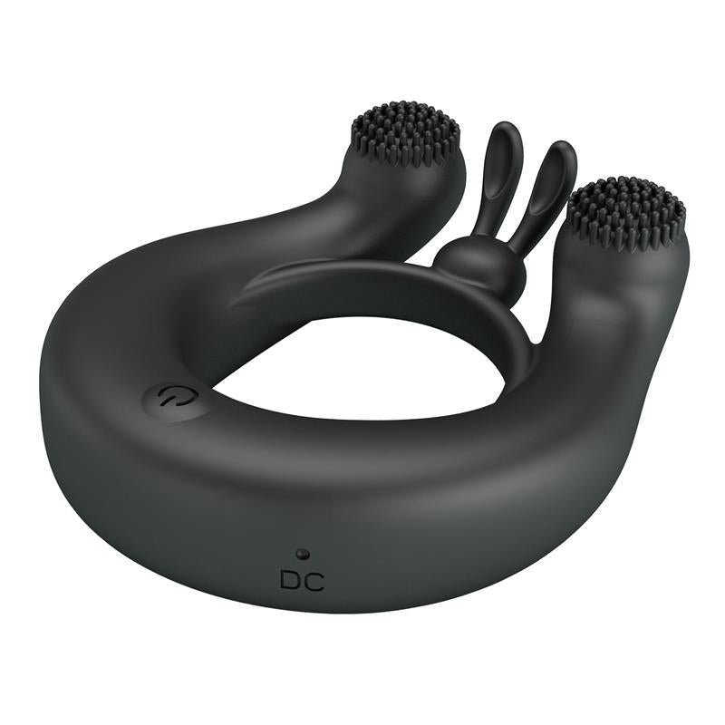 PRETTY LOVE - DAHLIA VIBRATING RING + CLITORIS STIMULATOR 12 VIBRATIONS BLACK