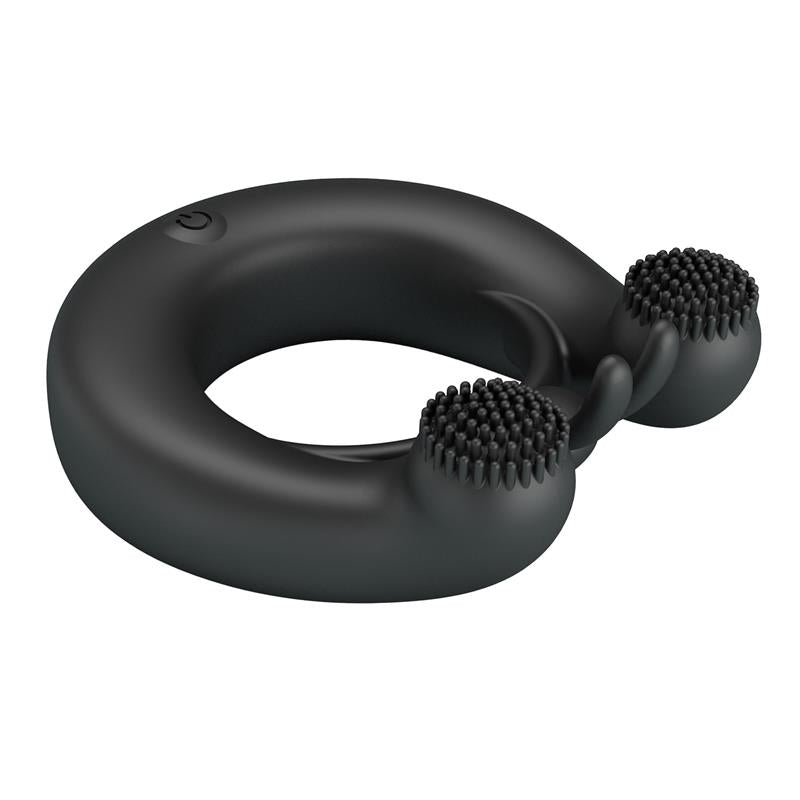 PRETTY LOVE - DAHLIA VIBRATING RING + CLITORIS STIMULATOR 12 VIBRATIONS BLACK