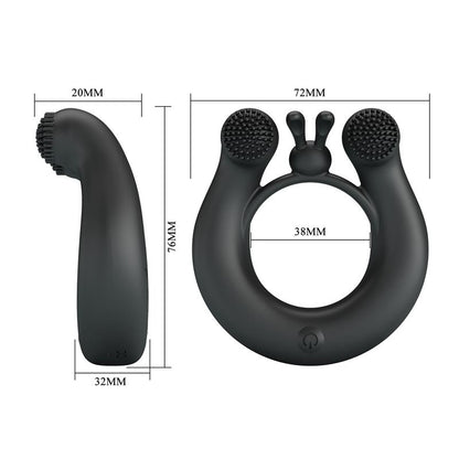 PRETTY LOVE - DAHLIA VIBRATING RING + CLITORIS STIMULATOR 12 VIBRATIONS BLACK