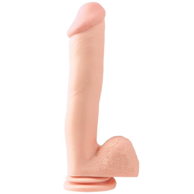 BASIX RUBBER WORKS - DILDO AND TESTICLES WITH SUCTION CUP 30.5 CM FLESH