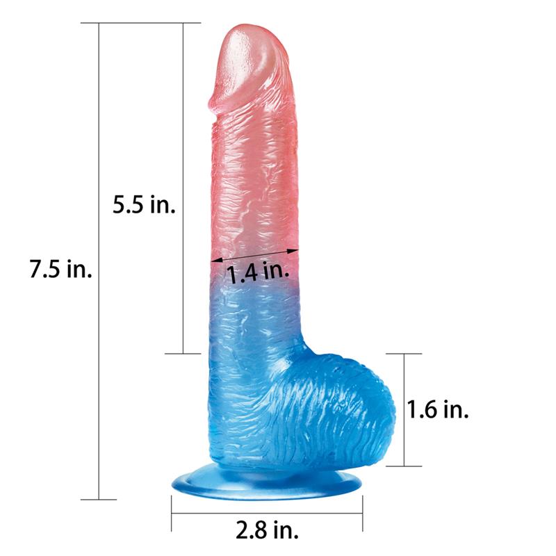LOVETOY - DILDO DAZZLE STUDS 7.5 PINK AND BLUE