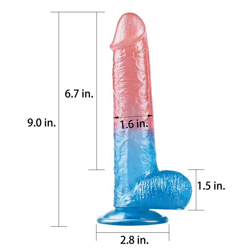 LOVETOY - DILDO DAZZLE STUDSV 9 PINK AND BLUE