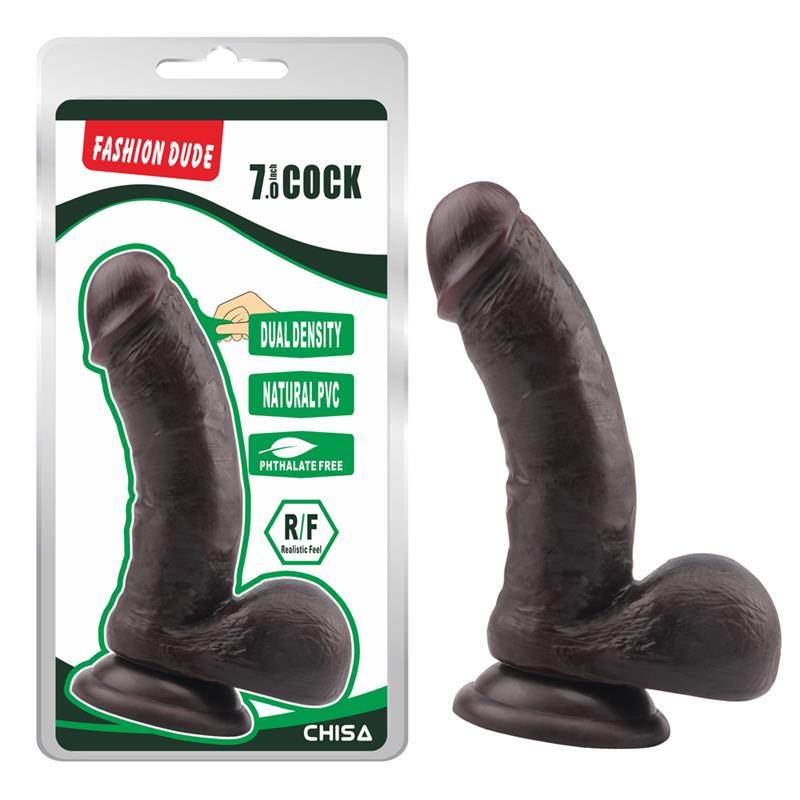 CHISA - DILDO DUAL DENSITY FASHION DUDE 17.5 X 4 CM BROWN