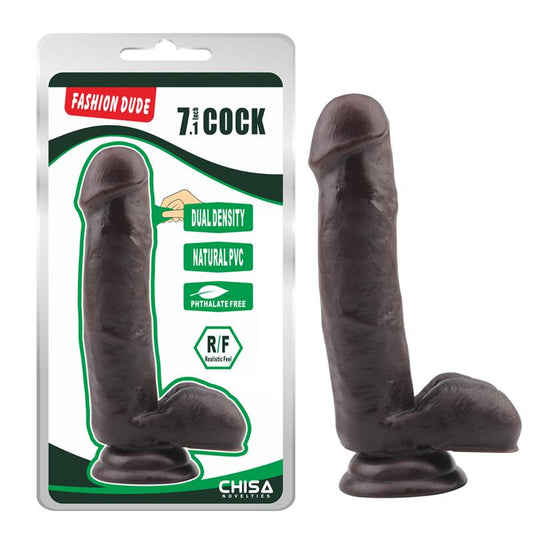 CHISA - DILDO DUAL DENSITY FASHION DUDE 17.8 X 4 CM BROWN