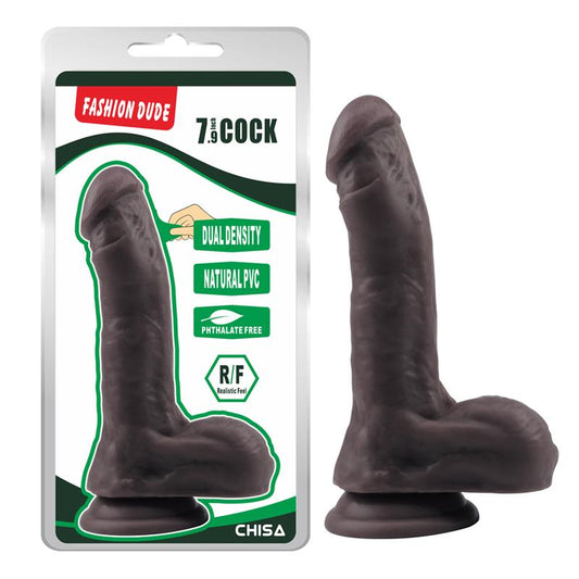 CHISA - DILDO DUAL DENSITY FASHION DUDE 20.5 X 4.5 CM BROWN