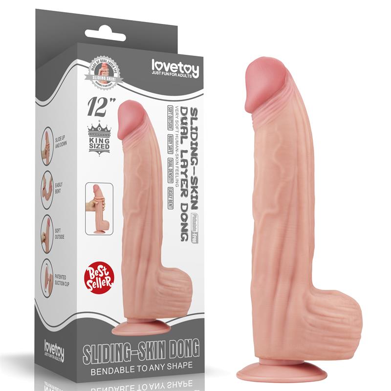 LOVETOY - DILDO DUAL LAYER SLIDING SKIN 12