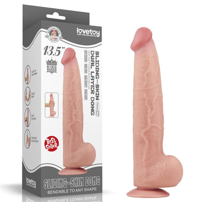 LOVETOY - DILDO DUAL LAYER SLIDING SKIN 13.5