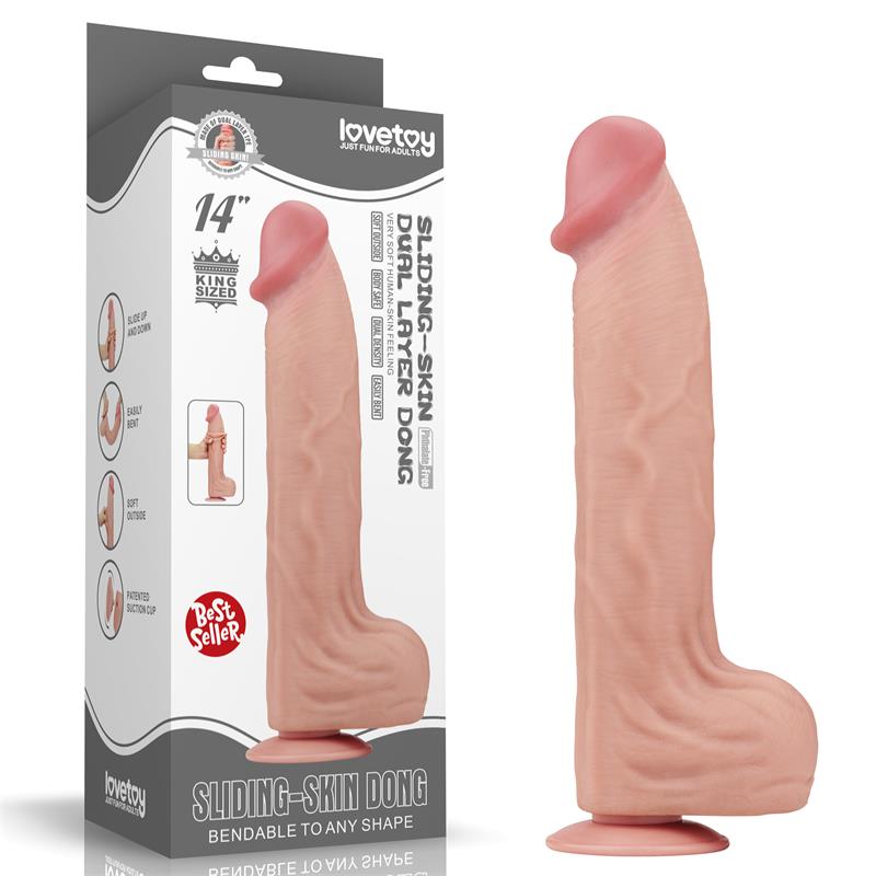 LOVETOY - DILDO DUAL LAYER SLIDING SKIN 14
