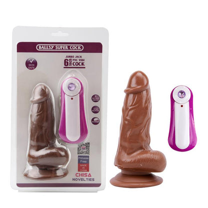 CHISA - DILDO JUMBO JACK 6 VIBRATING DILDO-BROWN