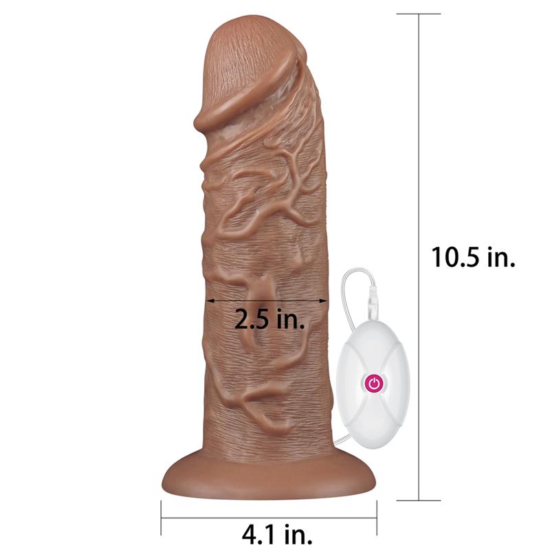 LOVETOY - DILDO KING 10.5 WITH VIBRATION CHUBBY BROWN