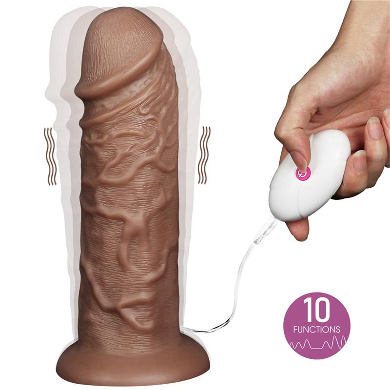 LOVETOY - DILDO KING 10.5 WITH VIBRATION CHUBBY BROWN