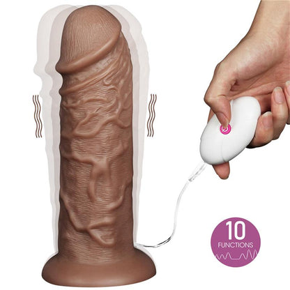 LOVETOY - DILDO KING 10.5 WITH VIBRATION CHUBBY BROWN