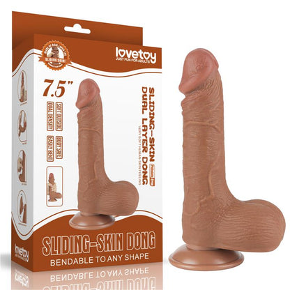 LOVETOY - DILDO SLIDING SKIN 7.5 BROWN