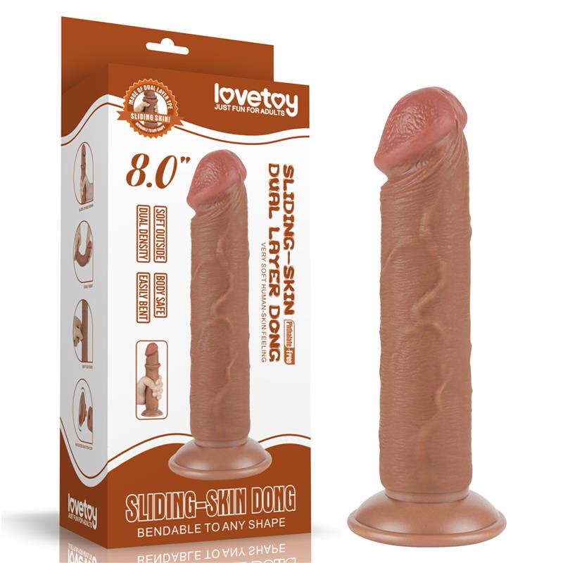 LOVETOY - DILDO SLIDING SKIN 8 BROWN