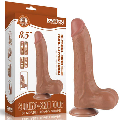 LOVETOY - DILDO SLIDING SKIN 8.5 BROWN