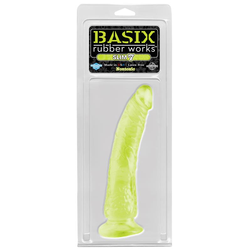 BASIX RUBBER WORKS - DILDO SLIM 17,78 CM GLOW IN THE DARK