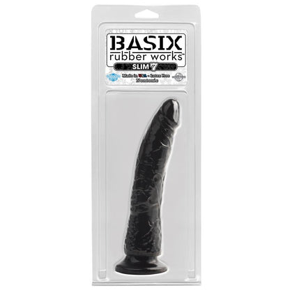 BASIX RUBBER WORKS - DILDO SLIM 17,78 CM WITH SUCTION CUP - BLACK