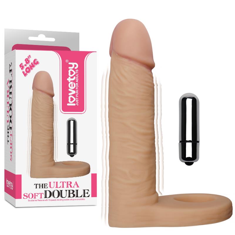 LOVETOY - DILDO THE ULTRA SOFT DOUBLE WITH VIBRATION 5.8 FLESH