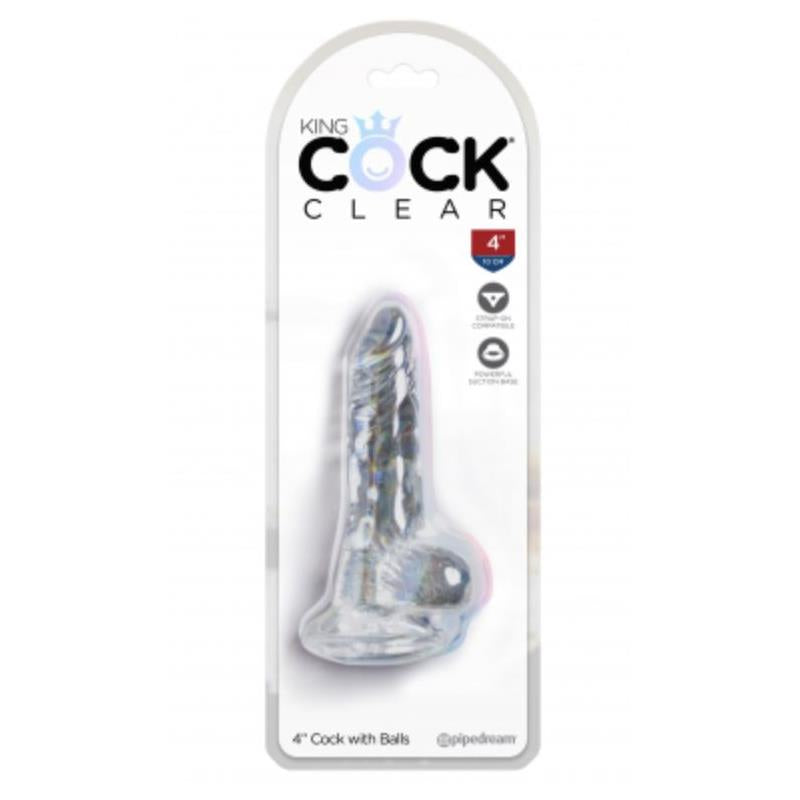 KING COCK - DILDO WITH BALLS CLEAR 4 CLEAR
