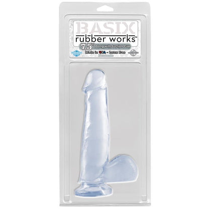 BASIX RUBBER WORKS - DILDO WITH TESTICLES AND SUCTION CUP - CLEAR 19 CM