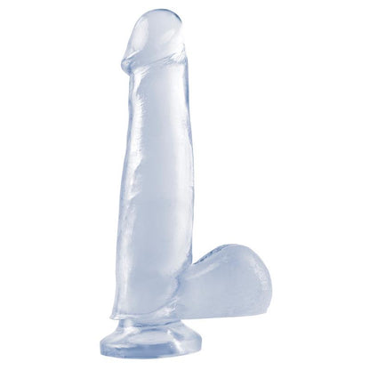 BASIX RUBBER WORKS - DILDO WITH TESTICLES AND SUCTION CUP - CLEAR 19 CM