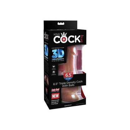 KING COCK - DILDO TRIPLE DENSITY WITH TESTICLES 6.5 CARAMEL