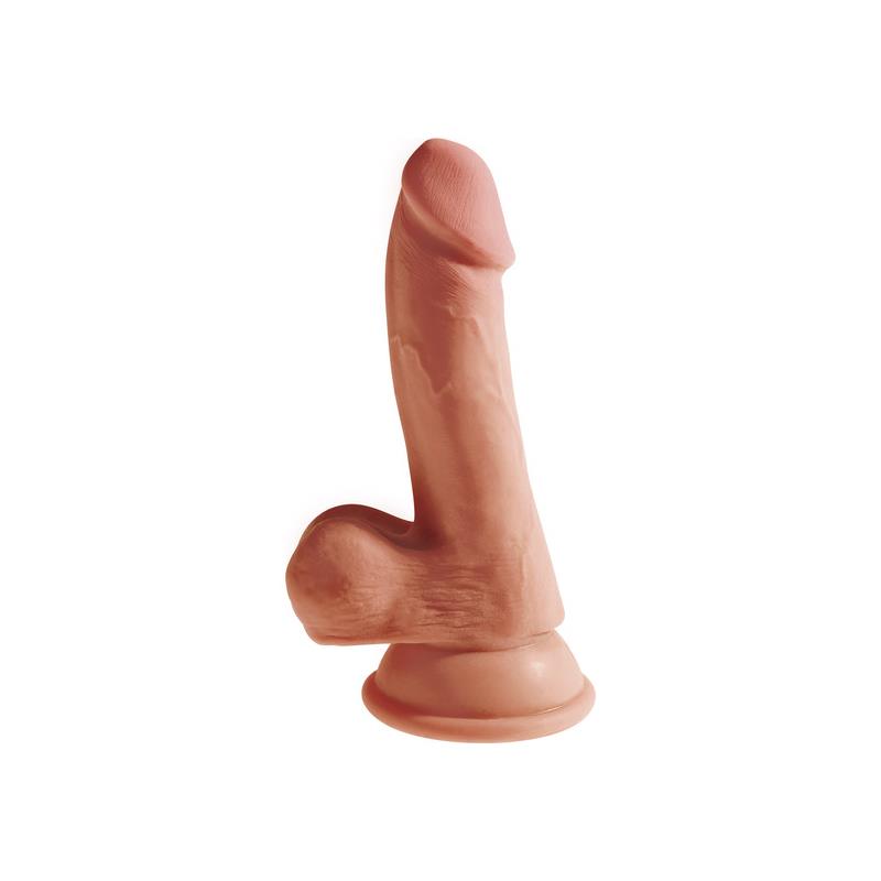 KING COCK - DILDO TRIPLE DENSITY WITH TESTICLES 6.5 CARAMEL