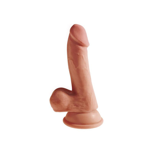 KING COCK - DILDO TRIPLE DENSITY WITH TESTICLES 6.5 CARAMEL