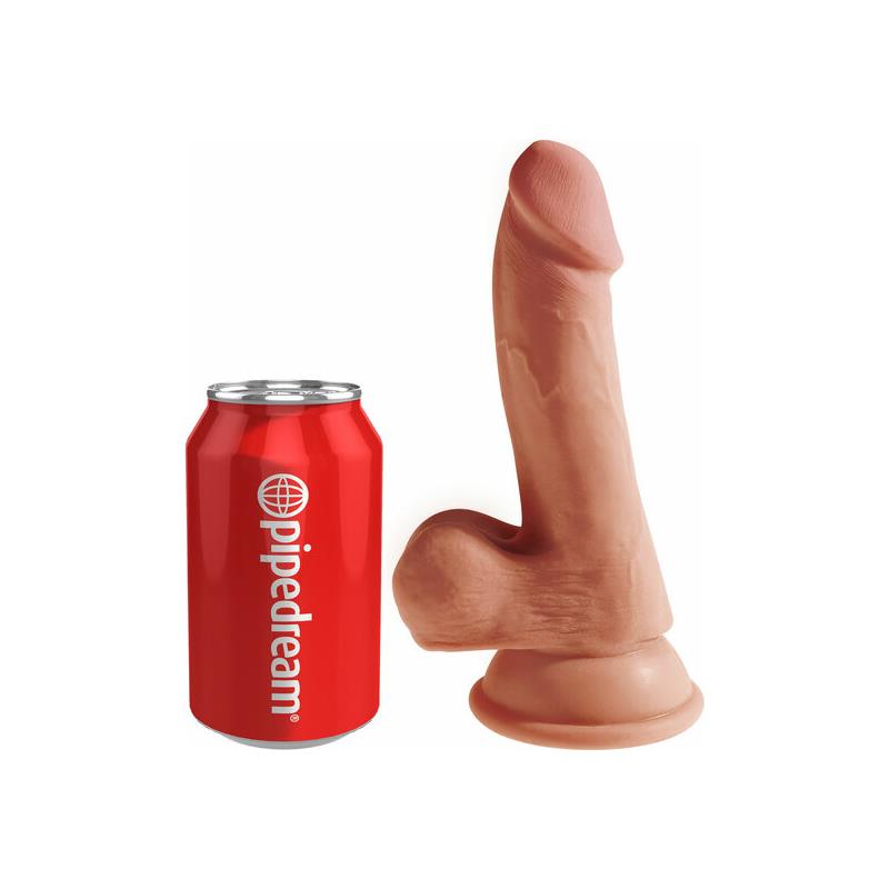 KING COCK - DILDO TRIPLE DENSITY WITH TESTICLES 6.5 CARAMEL