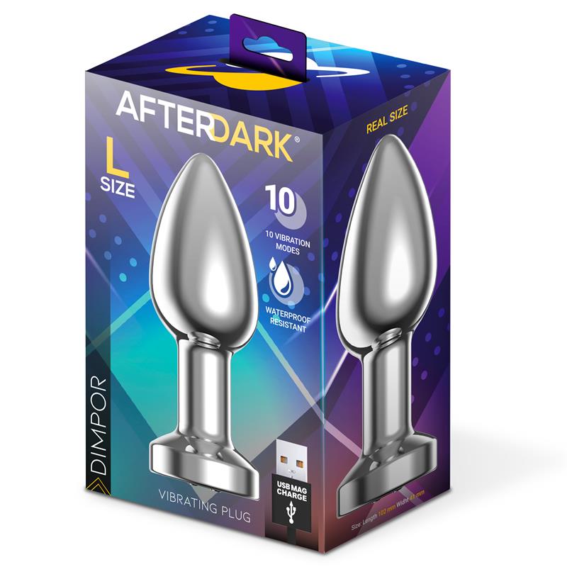 AFTERDARK - DIMPOR CHROME ANAL PLUG WITH VIBRATION AND MAGNETIC USB SIZE L