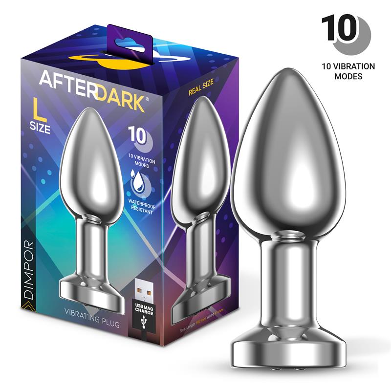 AFTERDARK - DIMPOR CHROME ANAL PLUG WITH VIBRATION AND MAGNETIC USB SIZE L