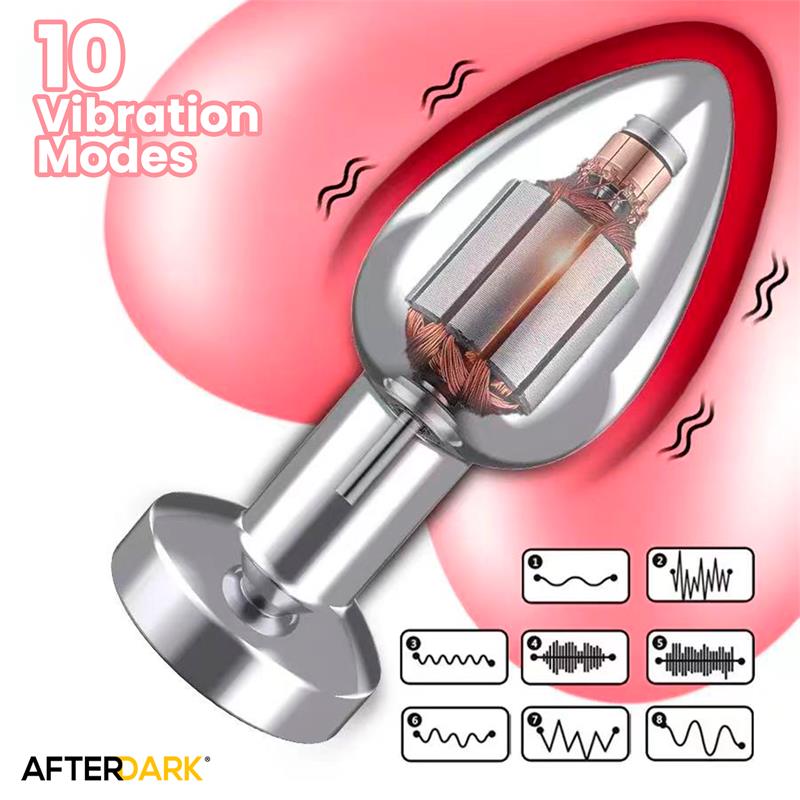 AFTERDARK - DIMPOR CHROME ANAL PLUG WITH VIBRATION AND MAGNETIC USB SIZE S