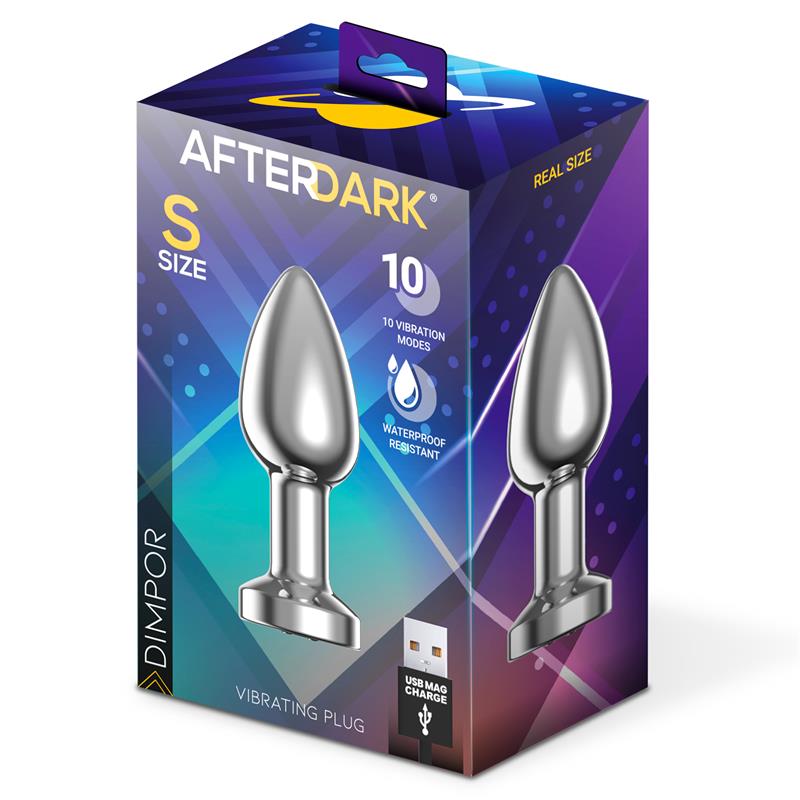 AFTERDARK - DIMPOR CHROME ANAL PLUG WITH VIBRATION AND MAGNETIC USB SIZE S