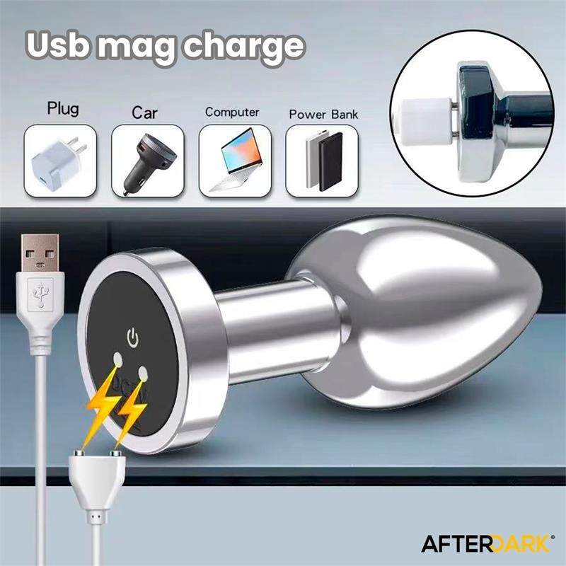 AFTERDARK - DIMPOR CHROME ANAL PLUG WITH VIBRATION AND MAGNETIC USB SIZE S